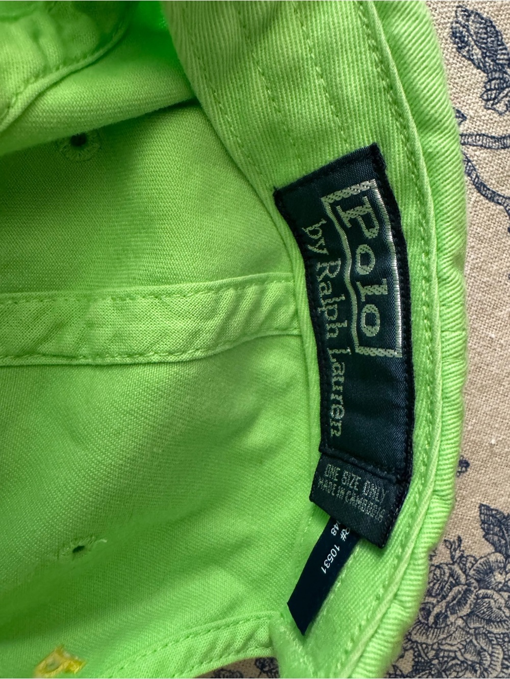 Polo Ralph Lauren Iconic Cotton Chino Baseball Cap Lime Green Yellow Pony OS - Picture 5 of 5